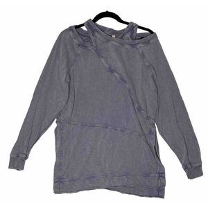 Anthropologie Pilcro Crossover Sweatshirt Size XS Purple Side Slits Acid Wash